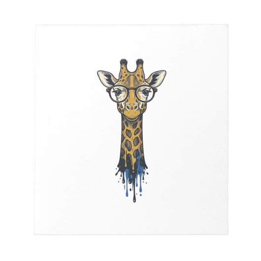 Gegraveerde Giraffe Met Bril Design_1 Notitieblok (Voorkant)