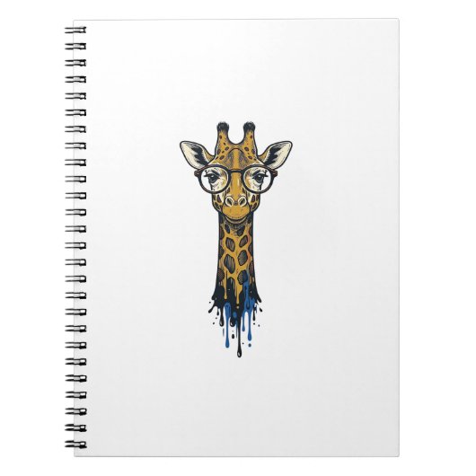 Gegraveerde Giraffe Met Bril Design_1 Notitieboek (Voorkant)