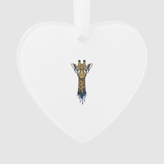 Gegraveerde Giraffe Met Bril Design_1 Ornament (voorkant)