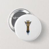 Gegraveerde Giraffe Met Bril Design_1 Ronde Button 5,7 Cm (Voorkant /achterkant)