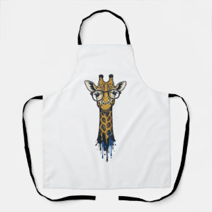 Gegraveerde Giraffe Met Bril Design_1 Schort