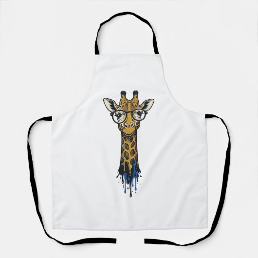 Gegraveerde Giraffe Met Bril Design_1 Schort (Voorkant)