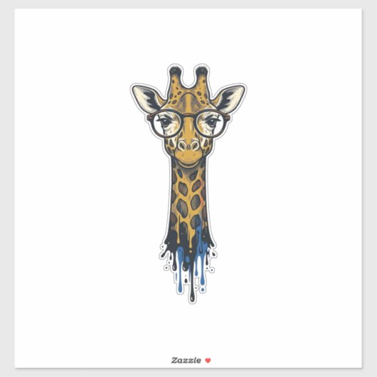 Gegraveerde Giraffe Met Bril Design_1 Sticker (Vel)