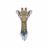 Gegraveerde Giraffe Met Bril Design_1 Sticker (Voorkant)