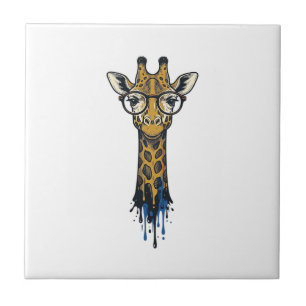 Gegraveerde Giraffe Met Bril Design_1 Tegeltje