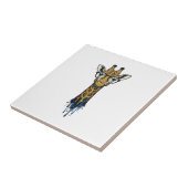 Gegraveerde Giraffe Met Bril Design_1 Tegeltje (Zijkant)