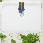 Gegraveerde Giraffe Met Bril Design_1 Theedoek (Gevouwen)