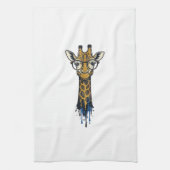 Gegraveerde Giraffe Met Bril Design_1 Theedoek (Verticaal)