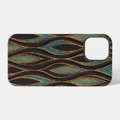 Gegraveerde golven: bronzen koper textuur iPhone hoesje (Achterkant horizontaal)