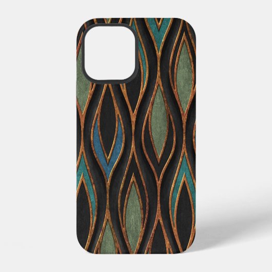 Gegraveerde golven: bronzen koper textuur iPhone hoesje (Achterkant)
