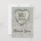 Gegraveerde Hart Berk Houten Trouw Dankjewel Bedankkaart (Voorkant)