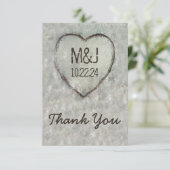 Gegraveerde Hart Berk Houten Trouw Dankjewel Bedankkaart (Staand voorkant)