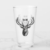 Gegraveerde hertenkop uit de oude doos glas (Achterkant)
