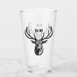 Gegraveerde hertenkop uit de oude doos glas