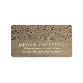 Gegraveerde Houten Bloemen Rustieke Bruiloft Etiket