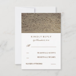 Gegraveerde Houten Rustieke Bloemen Bruiloft RSVP  Kaartje