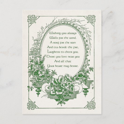  gegraveerde Ierse zegelbewaarder met Floral Lijst Briefkaart (Voorkant)