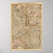 Gegraveerde kaart van de bossen in Duitsland Poster (Voorkant)