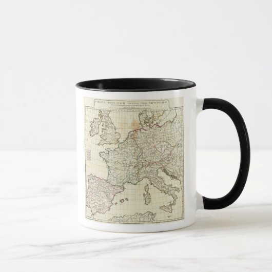 Gegraveerde Kaart van Europa Mok (Rechts)