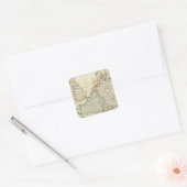 Gegraveerde Kaart van Europa Vierkante Sticker (Envelop)