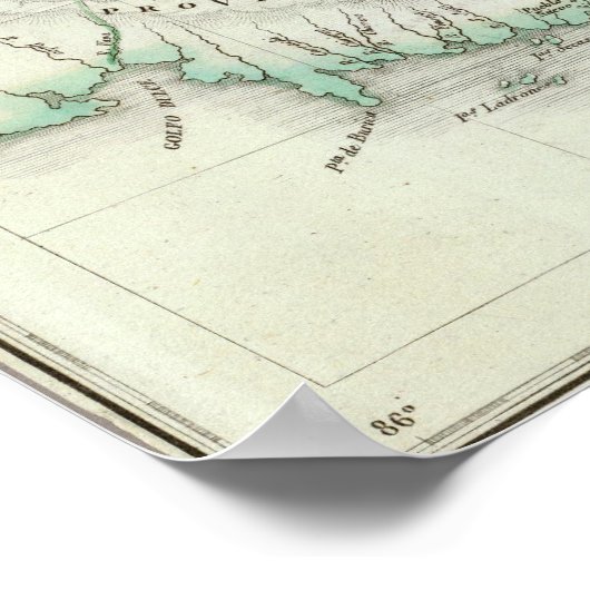 Gegraveerde Kaart van Panama Poster (Hoek)