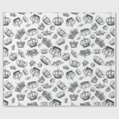 gegraveerde koninklijke kronen cadeaupapier (Vlak)