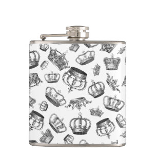 gegraveerde koninklijke kronen heupfles