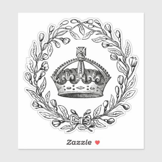 Gegraveerde  kroon en Laurel krans Sticker (Vel)