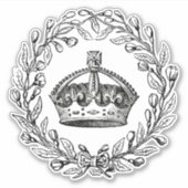 Gegraveerde  kroon en Laurel krans Sticker (Voorkant)