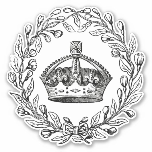 Gegraveerde kroon en Laurel krans Sticker (Voorkant)