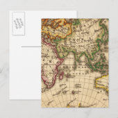 Gegraveerde Oostelijke Hemisphere Map Briefkaart (Voorkant / Achterkant)