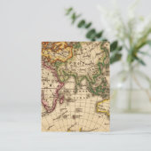 Gegraveerde Oostelijke Hemisphere Map Briefkaart (Staand voorkant)