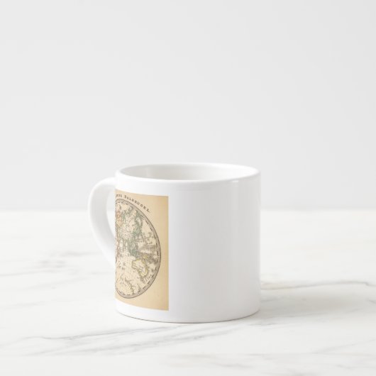 Gegraveerde Oostelijke Hemisphere Map Espresso Kop (Links)