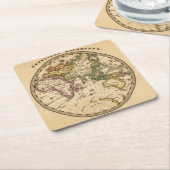 Gegraveerde Oostelijke Hemisphere Map Kartonnen Onderzetters (Schuin)