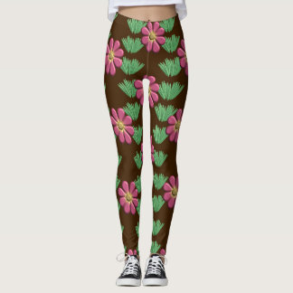 gegraveerde roze bloem leggings