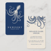  gegraveerde stijl Octopus Ocean Nautical Navy Visitekaartje (Voorkant / Achterkant)