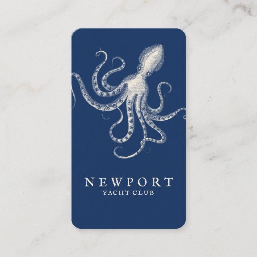  gegraveerde stijl Octopus Ocean Nautical Navy Visitekaartje (Voorkant)