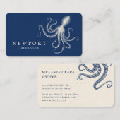  gegraveerde stijl Octopus Ocean Nautical Navy Visitekaartje (Voorkant / Achterkant)