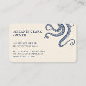  gegraveerde stijl Octopus Ocean Nautical Navy Visitekaartje (Achterkant)