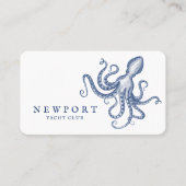 gegraveerde stijl Octopus Ocean Theme White Visitekaartje (Voorkant)