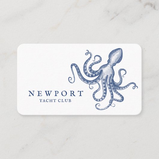  gegraveerde stijl Octopus Ocean Theme White Visitekaartje (Voorkant)