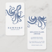 gegraveerde stijl Octopus Ocean Theme White Visitekaartje (Voorkant / Achterkant)