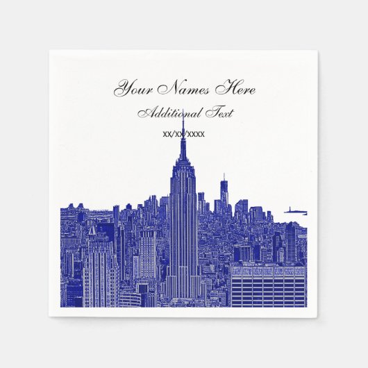 Gegraveerde uitzicht NYC silhouet, ESB Servet (Voorkant)