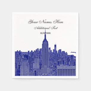 Gegraveerde uitzicht NYC Silhouette, ESB Servet