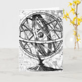 Gegraveerde wereldbollen aarde  ingewikkelde retro kaart (Gele Bloem)