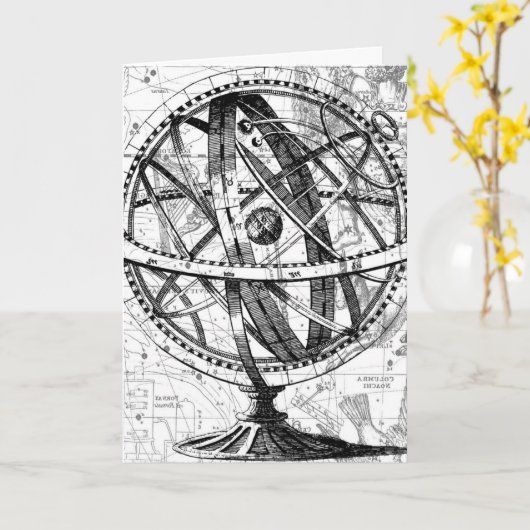 Gegraveerde wereldbollen aarde  ingewikkelde retro kaart (Gele Bloem)