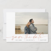 Gegrensd | Modern Plain Blush Photo Roos Gold Foil Save The Date (Voorkant)