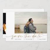 Gegrensd | Moderne Eenvoudige witte foto Gold Foil Save The Date (Voorkant / Achterkant)