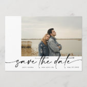 Gegrensd | Moderne, eenvoudige witte foto zwart-wi Save The Date (Voorkant)