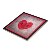 Gegrensteld hart in zwart-wit en rood speldenmonog tegeltje (Zijkant)